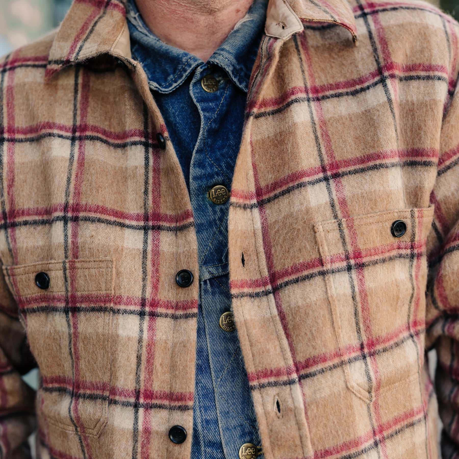 Full Count 4096 Wool Shaggy Check Work Shirt Beige