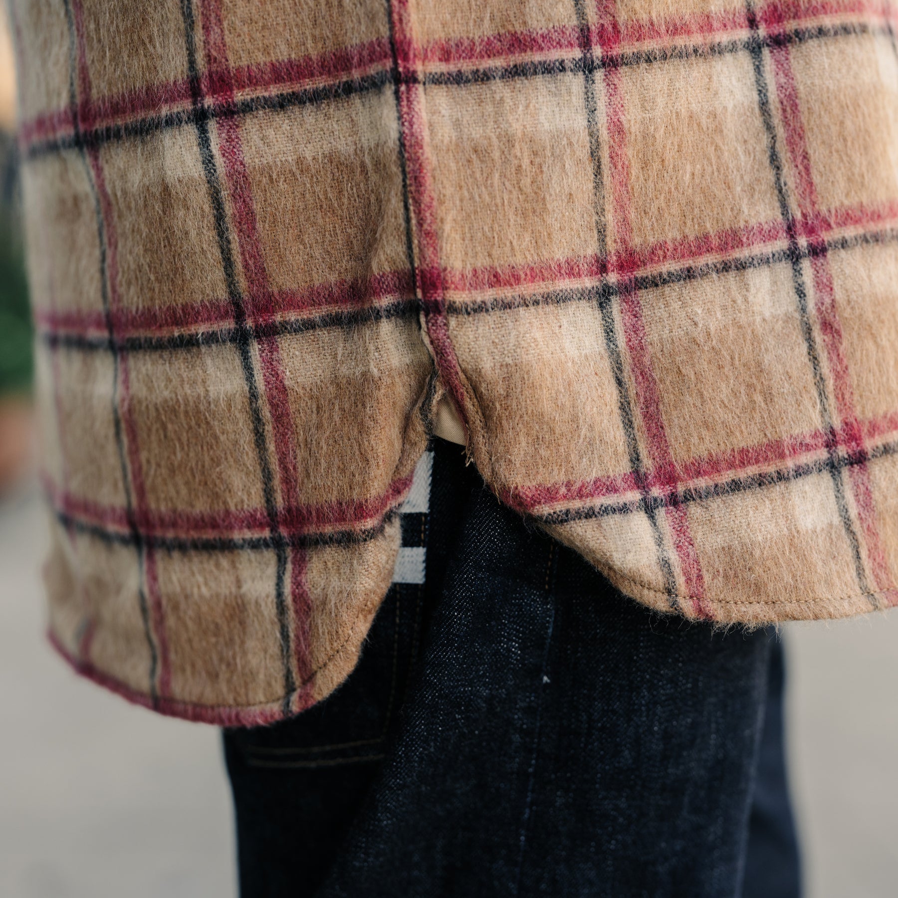 Full Count 4096 Wool Shaggy Check Work Shirt Beige