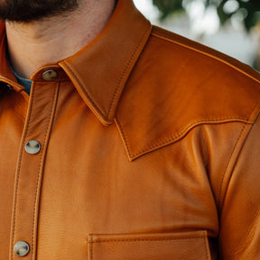 Y'2 Leather SS-13 Oiled Steerhide Western Shirt Camel
