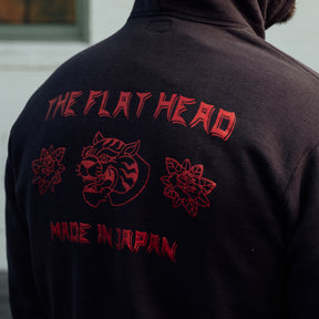 The Flat Head Sweatshirt Hoodie Brushed Lining Made in Japan Light Black Print
