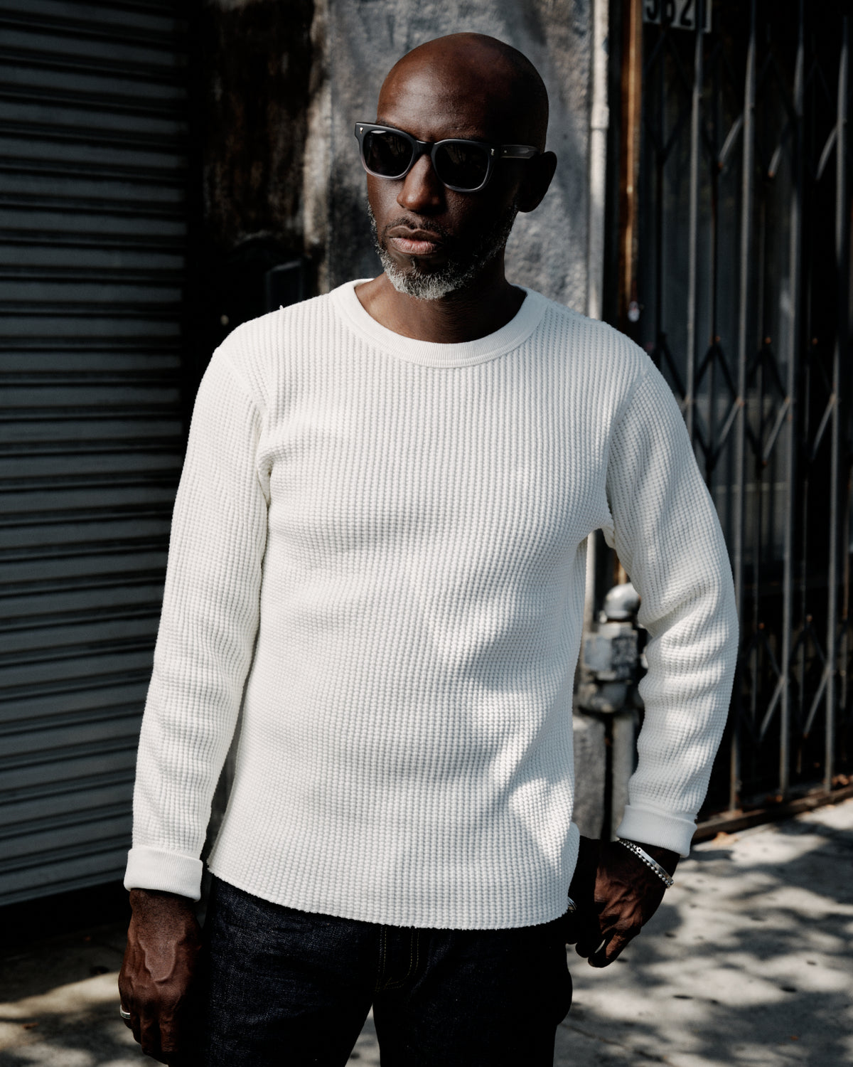 UES 60BW Big Waffle T-Shirt Off White