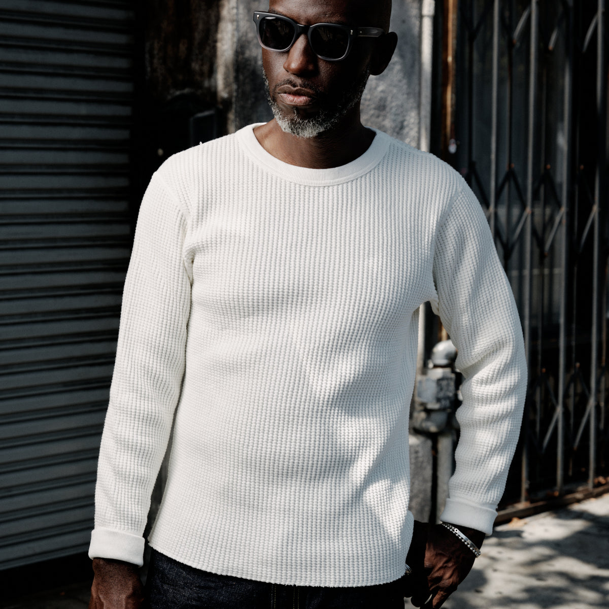 UES 60BW Big Waffle T-Shirt Off White