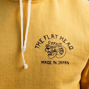 The Flat Head Sweatshirt Hoodie Brushed Lining Made in Japan Mustard Print