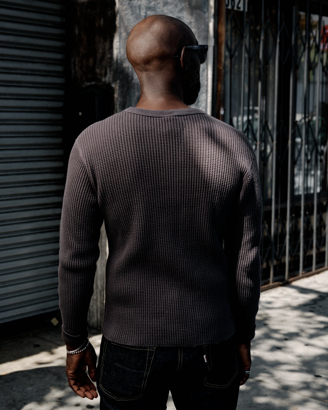 UES 60BW Big Waffle T-Shirt Steel Gray