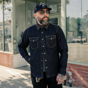 Iron Heart IHSH-427-IND 16oz Vintage Selvedge Denim CPO Shirt Indigo