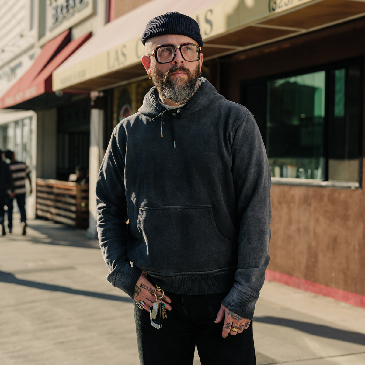 Schaeffer's Garment Hotel 20oz French Terry Worn & Bleached Black Hoodie
