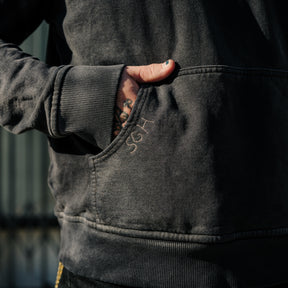 Schaeffer's Garment Hotel 20oz French Terry Worn & Bleached Black Hoodie