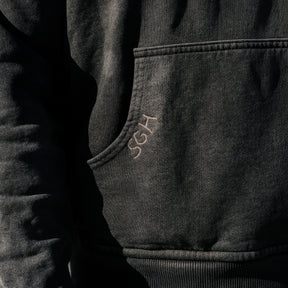 Schaeffer's Garment Hotel 20oz French Terry Worn & Bleached Black Hoodie