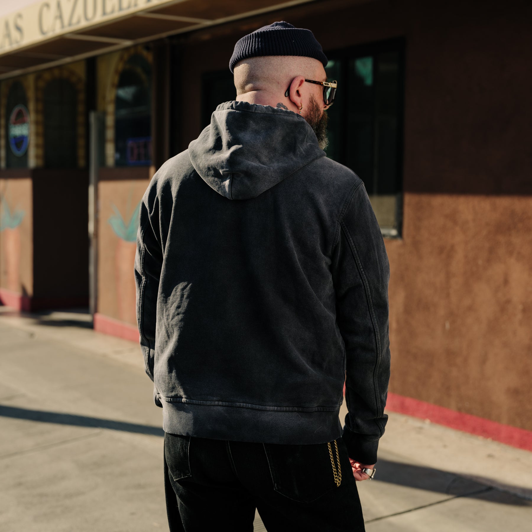 Schaeffer's Garment Hotel 20oz French Terry Worn & Bleached Black Hoodie