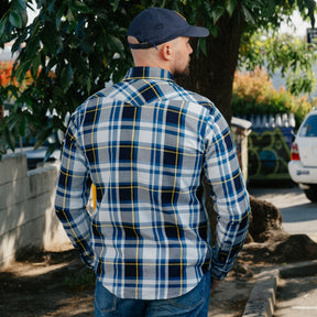 Iron Heart IHSH-390-BLU 9oz Selvedge American Check Western Shirt Blue FINAL SALE