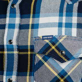 Iron Heart IHSH-390-BLU 9oz Selvedge American Check Western Shirt Blue FINAL SALE