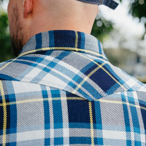 Iron Heart IHSH-390-BLU 9oz Selvedge American Check Western Shirt Blue FINAL SALE