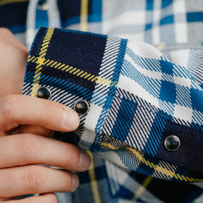 Iron Heart IHSH-390-BLU 9oz Selvedge American Check Western Shirt Blue FINAL SALE
