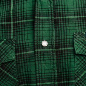 Iron Heart IHSH-386-GRN 5oz Selvedge Short Sleeved Western Shirt Green