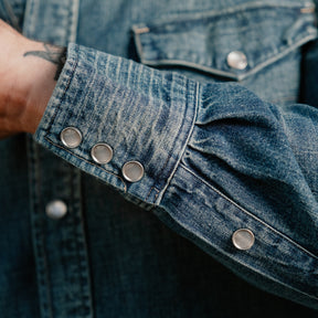 RRL Washed Denim Western Shirt Dark Wash