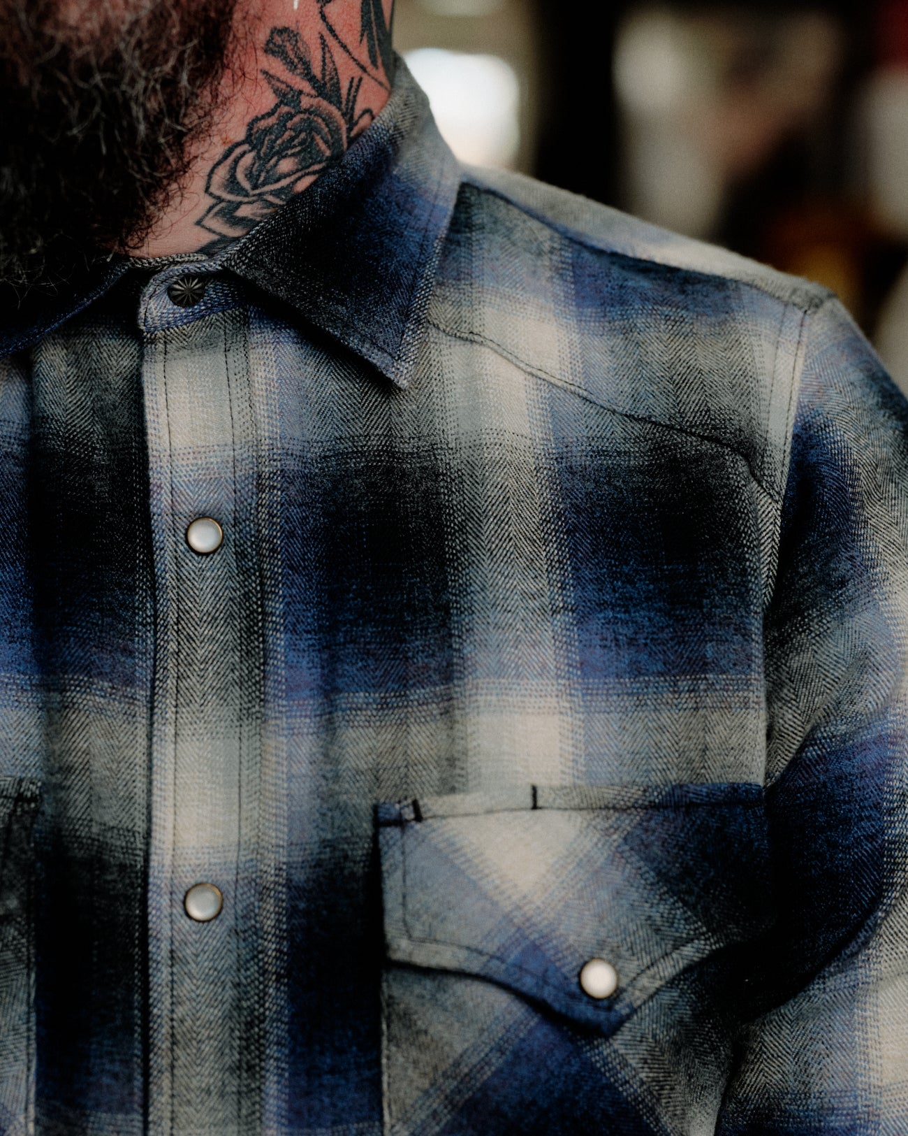 Rogue Territory Western Shirt Bluebell Brushed Plaid