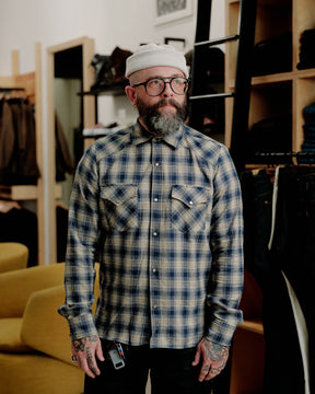 Rogue Territory Western Shirt Navy Plaid
