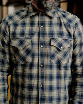 Rogue Territory Western Shirt Navy Plaid