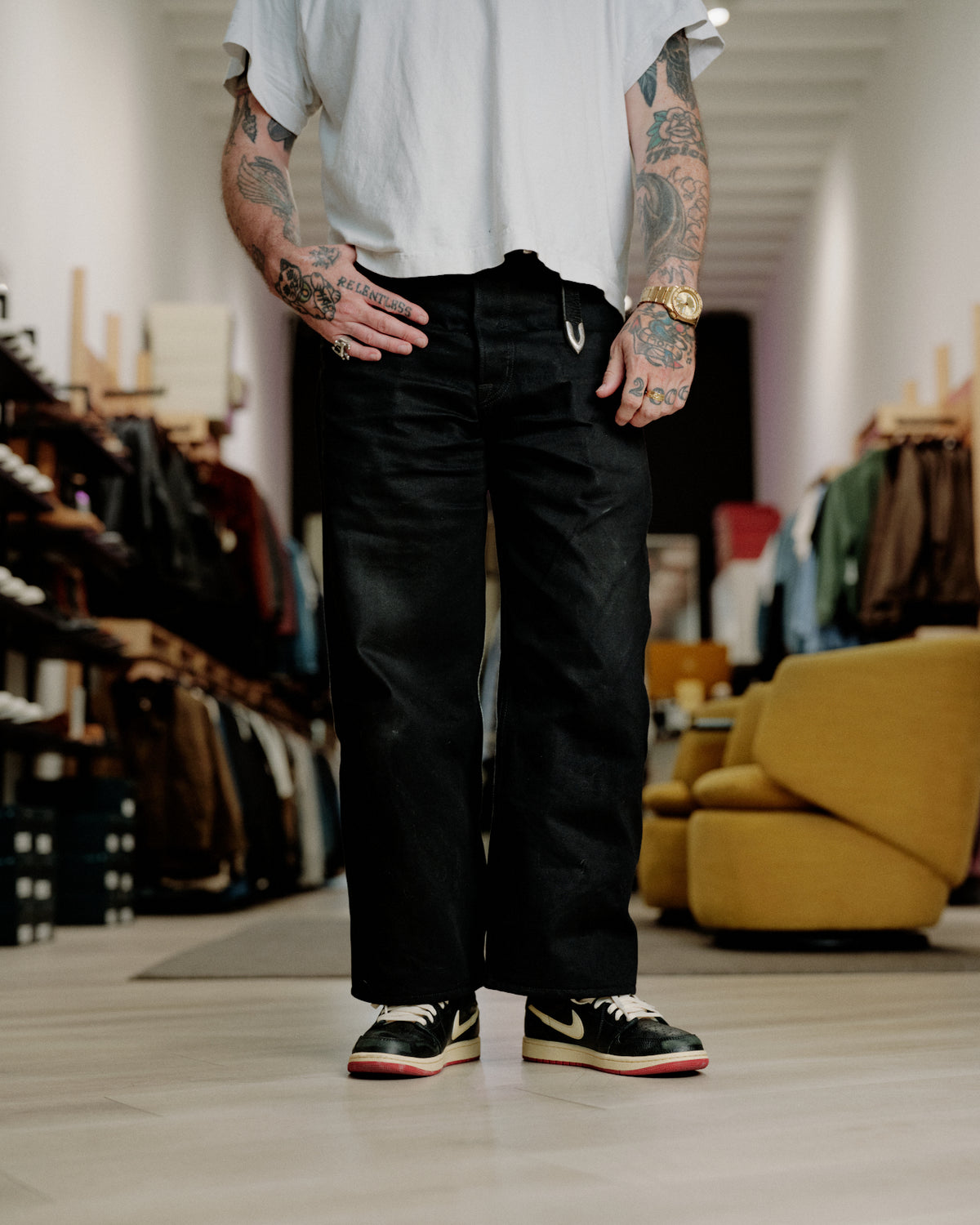 Brain Dead Type 00 14.25oz Selvedge Denim Pant Solid Black