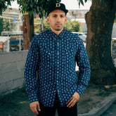 RRL Slim Fit Indigo Print Western Shirt
