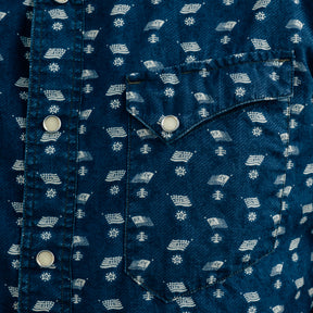 RRL Slim Fit Indigo Print Western Shirt