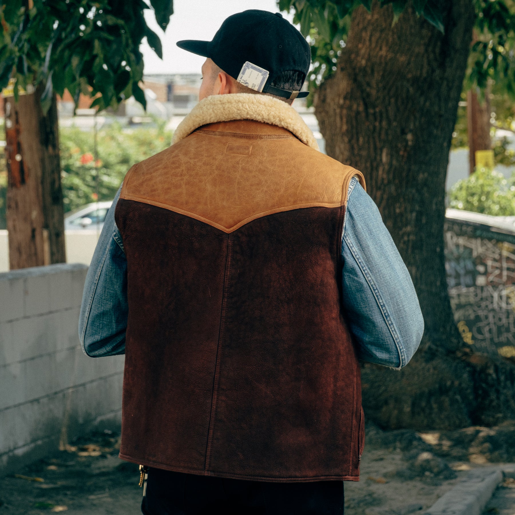 RRL Two Tone Shearling Vest Brown