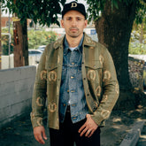 RRL Horseshoe Logo Cotton Overshirt Sweater Sage Multi