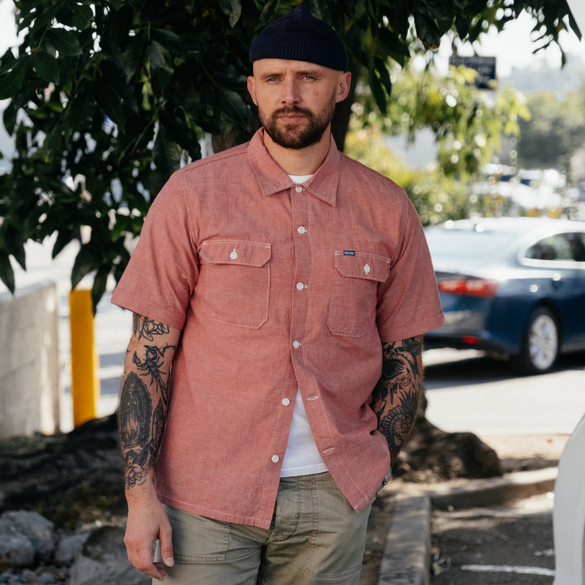 Iron Heart IHSH-388-RED Short Sleeved Summer Shirt Red