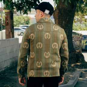 RRL Horseshoe Logo Cotton Overshirt Sweater Sage Multi