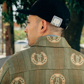 RRL Horseshoe Logo Cotton Overshirt Sweater Sage Multi