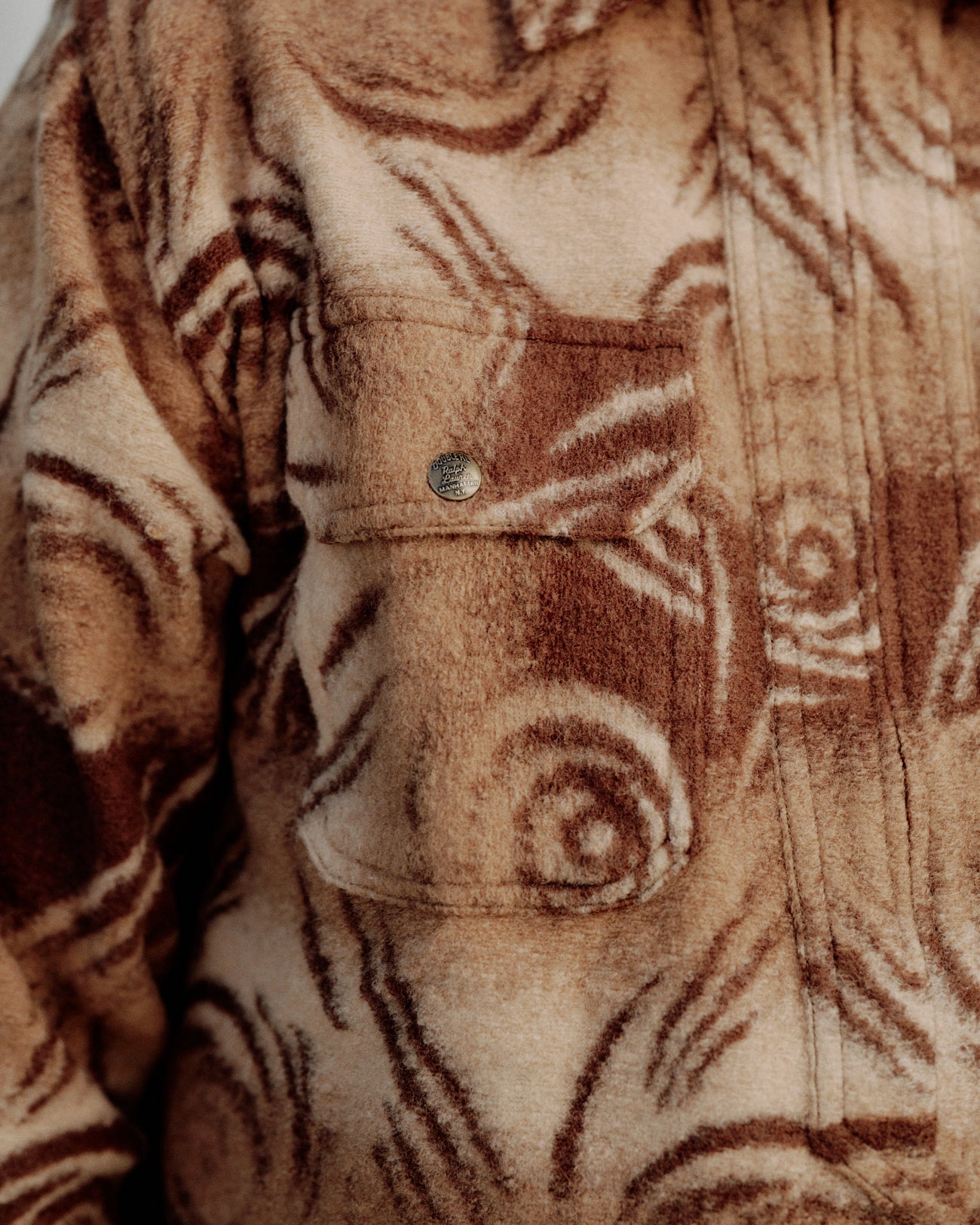 RRL Cotton Wool Popover Shirt Brown/ Multi