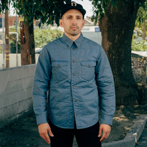 RRL Quilted Twill Western Overshirt Faded Blue