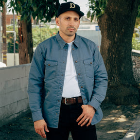 RRL Quilted Twill Western Overshirt Faded Blue
