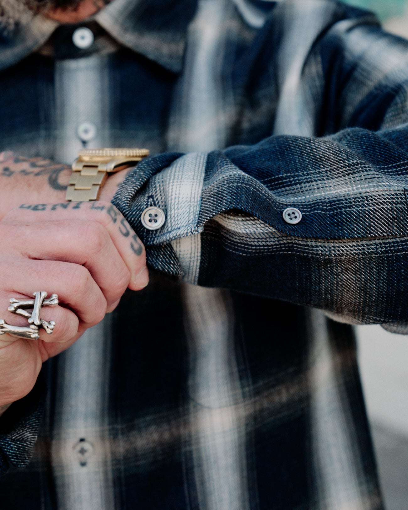 Aaron Levine New York Reversible Flannel Blue