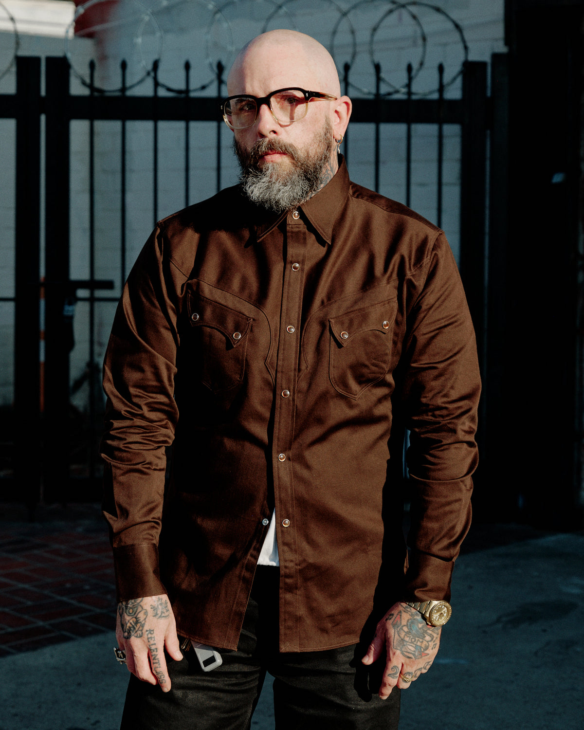 Stevenson Overall Co. Cody Western Shirt Dark Brown