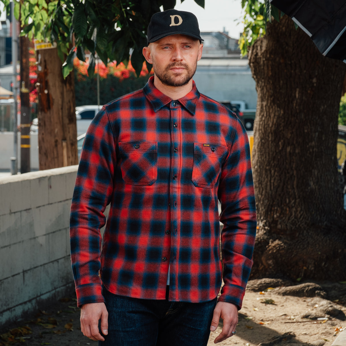 Iron Heart IHSH-379-RED Ultra Heavy Flannel Ombré Check Work Shirt