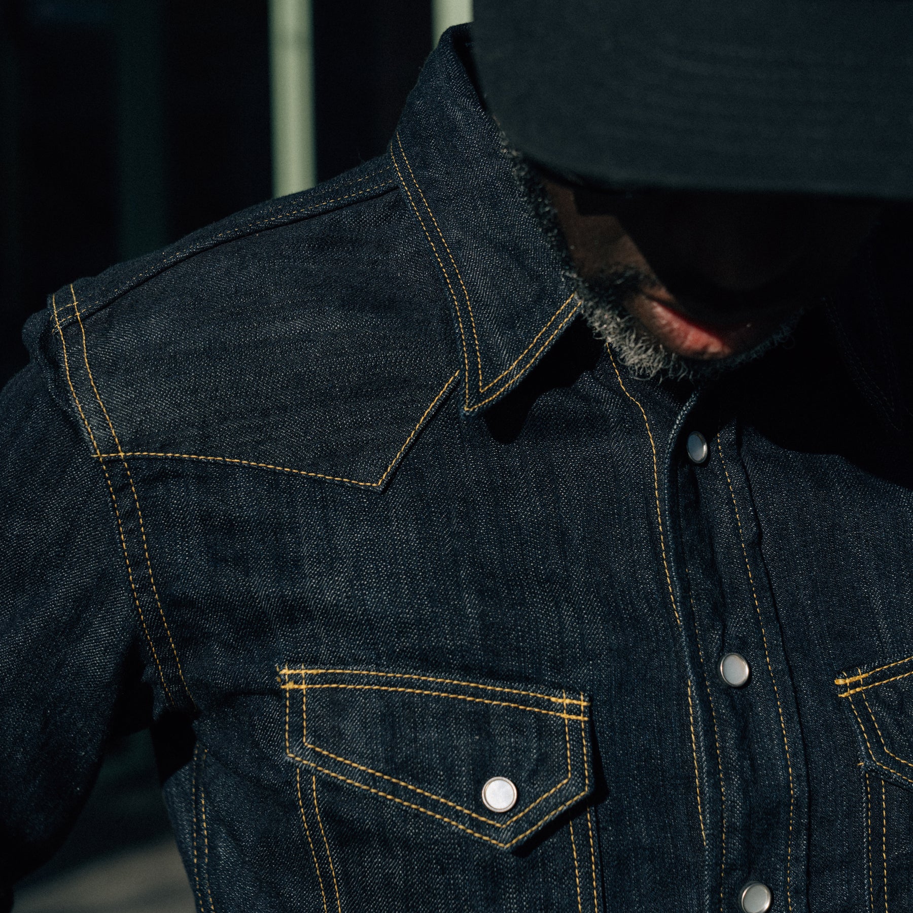 The Flat Head FN-SDW-001L 10oz Denim Western Shirt Blue