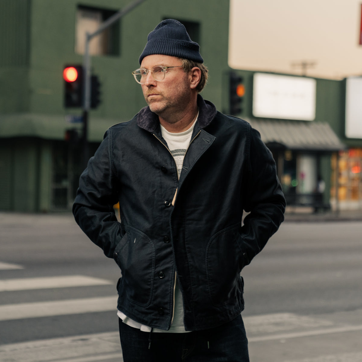 Iron Heart IHM-48-BLK 12oz Whipcord Lightweight N1 Deck Jacket Black