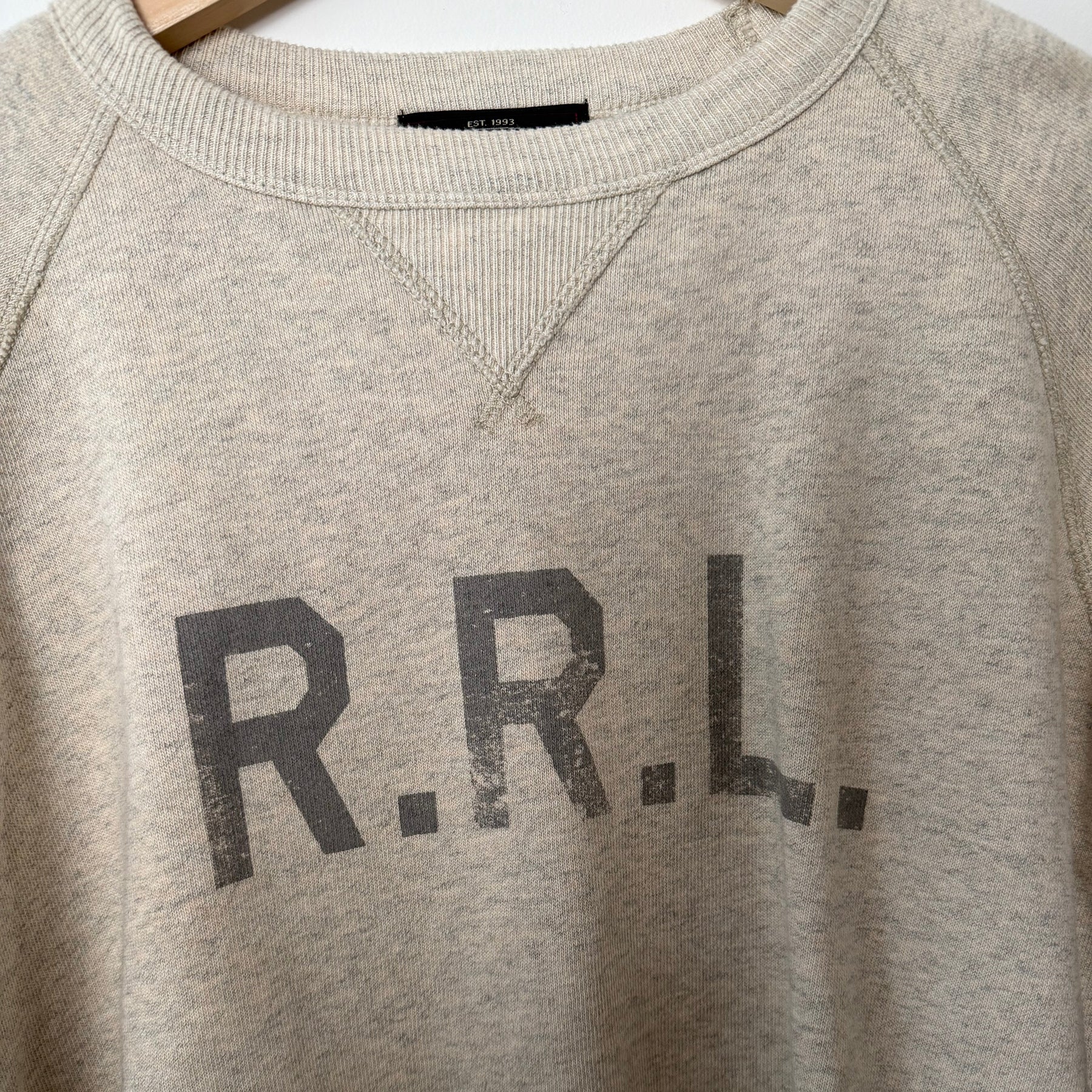 RRL Logo Fleece Sweatshirt Oatmeal Heather PRE-OWNED/ FINAL SALE