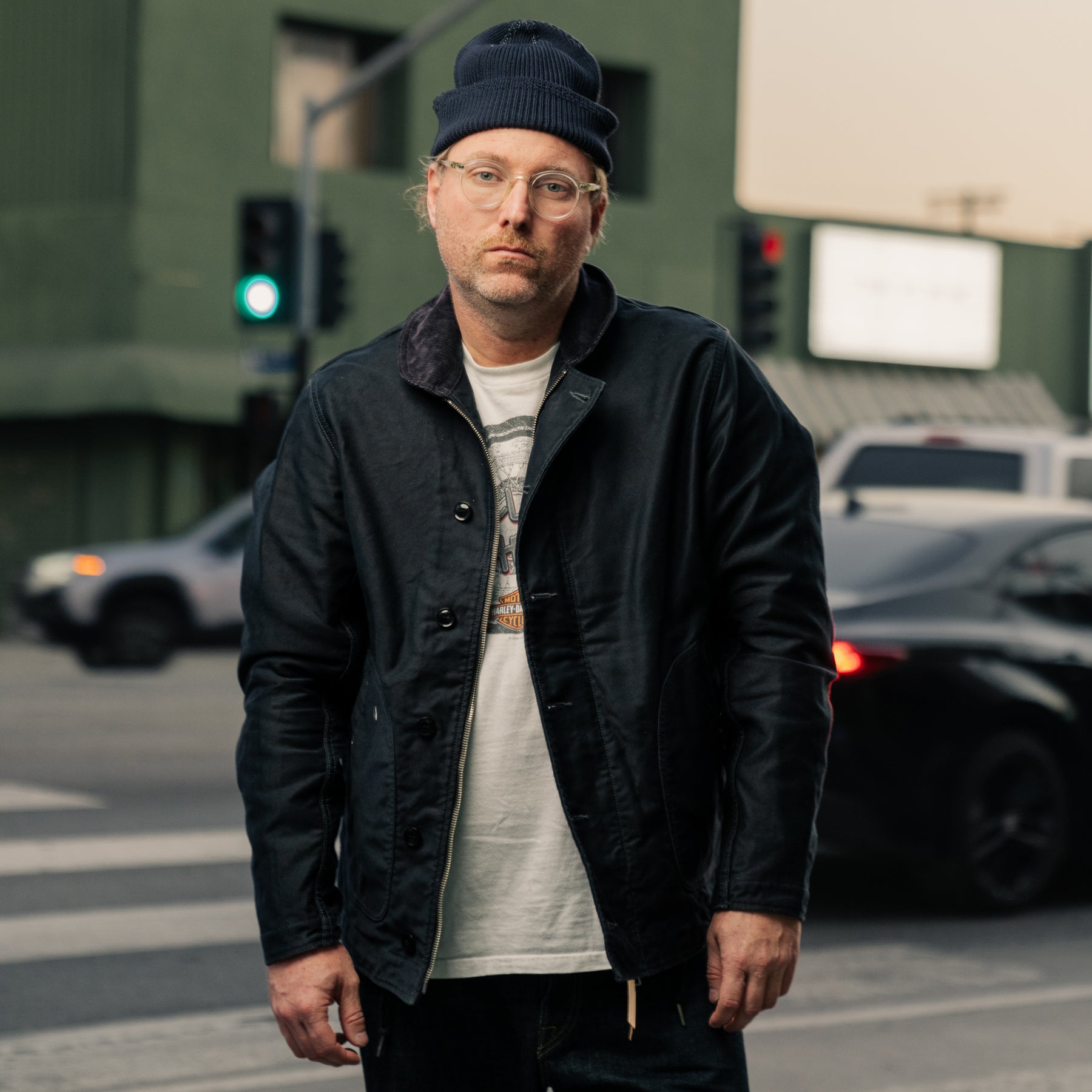 Iron Heart IHM-48-BLK 12oz Whipcord Lightweight N1 Deck Jacket Black