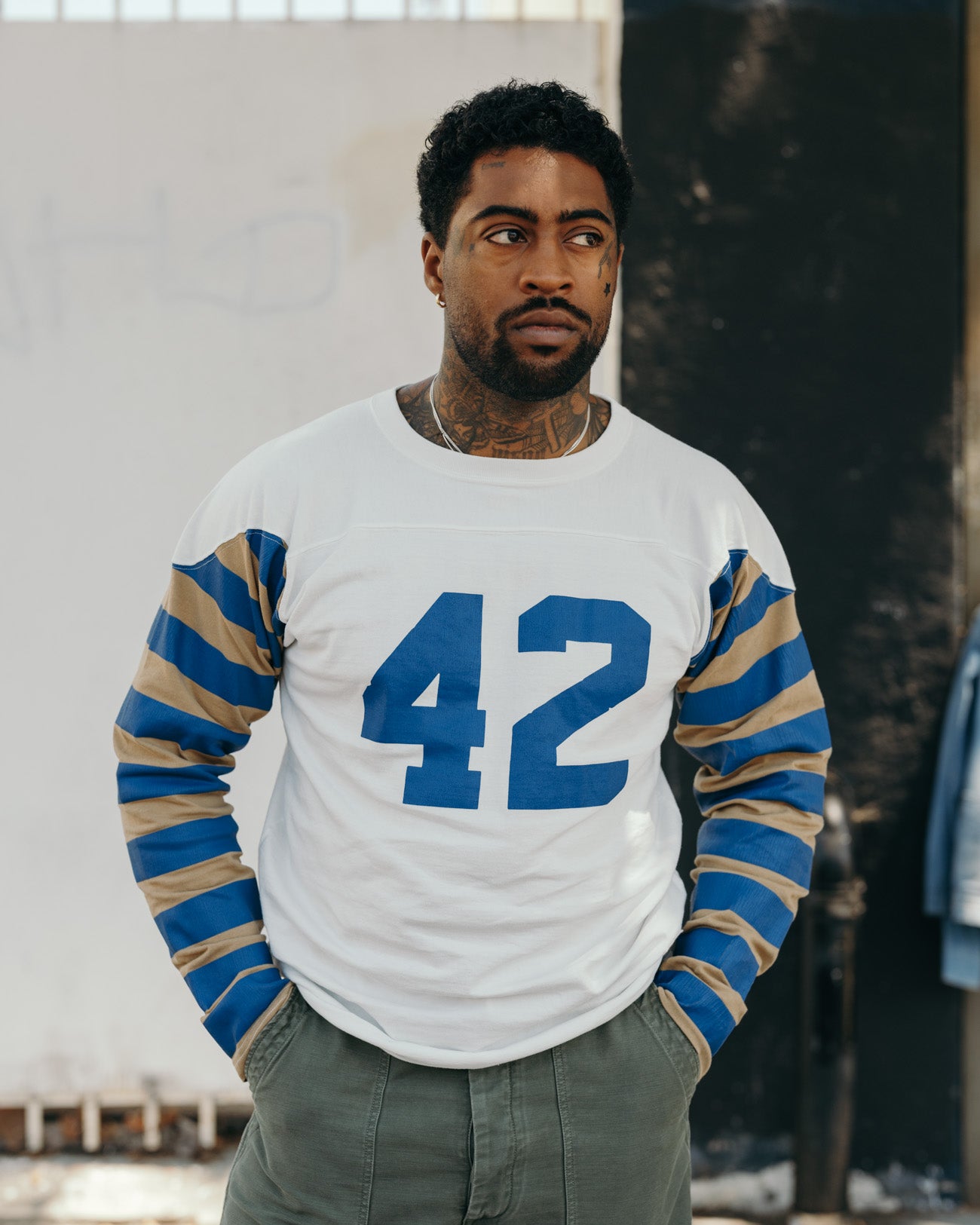 Full Count 5505 Old Football T White