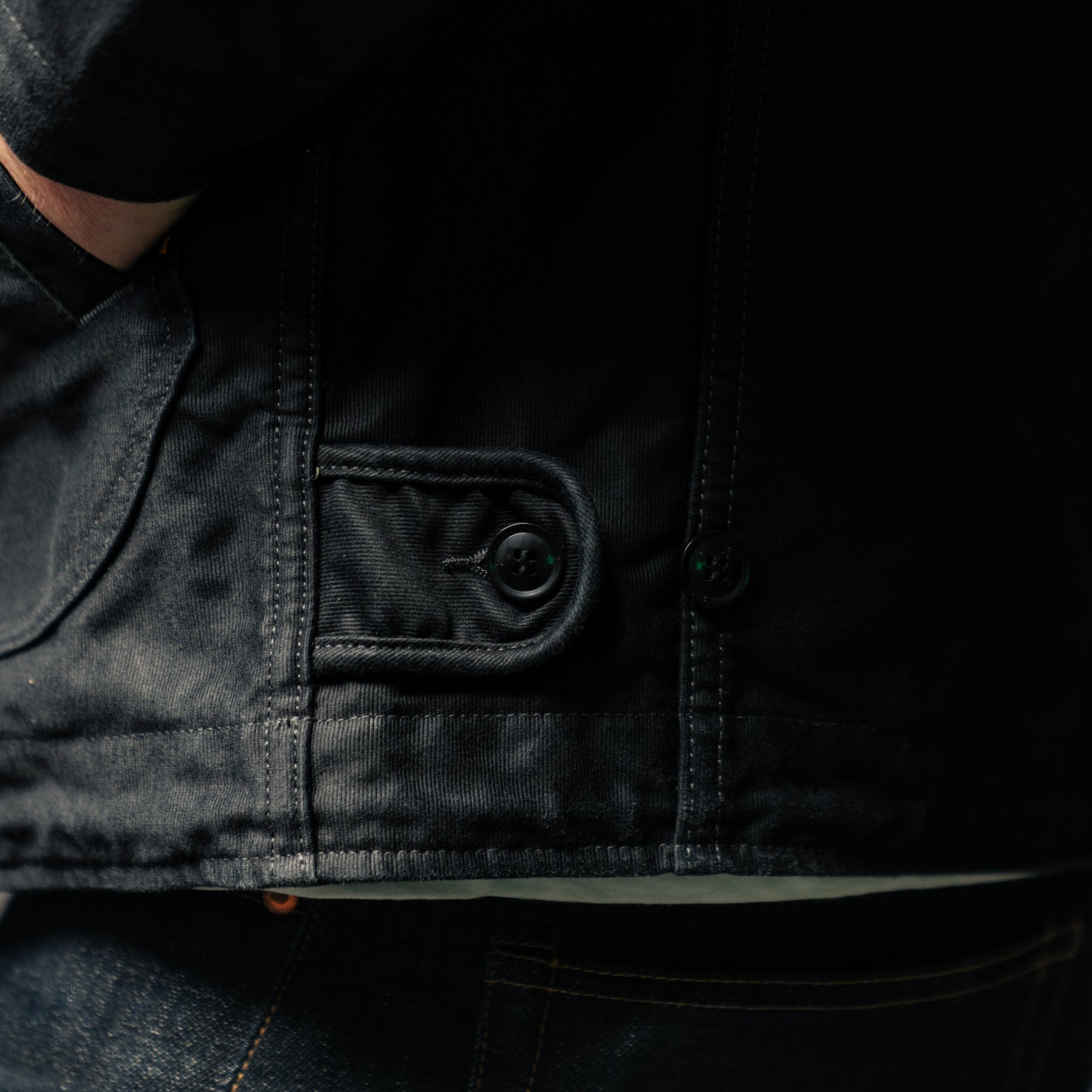 Iron Heart IHM-48-BLK 12oz Whipcord Lightweight N1 Deck Jacket Black