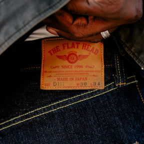 The Flat Head FN-D111 14.5oz Left Hand Twill Zimbabwe Cotton Wide Straight Jeans Indigo