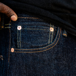 The Flat Head FN-D111 14.5oz Left Hand Twill Zimbabwe Cotton Wide Straight Jeans Indigo