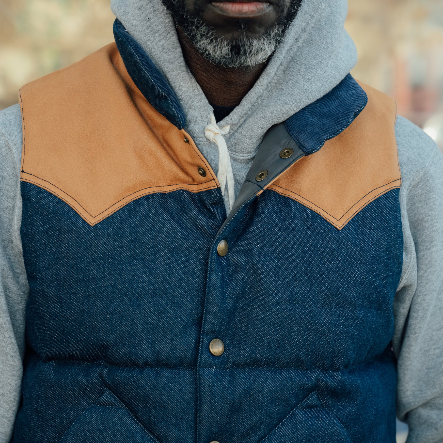The Flat Head FN-OJ-DPV001 12.5oz Denim Puff Vest