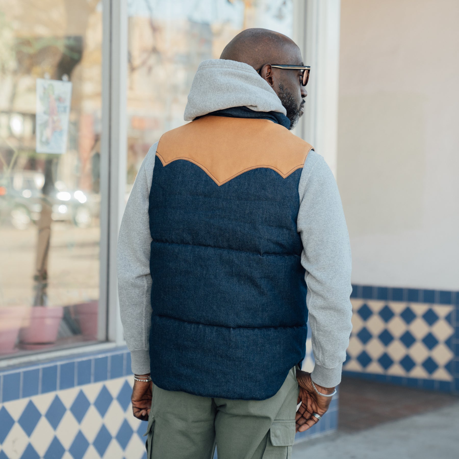 The Flat Head FN-OJ-DPV001 12.5oz Denim Puff Vest
