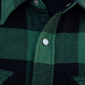 The Flat Head FN-SNW-101L Block Check Flannel Western Shirt Green x Black