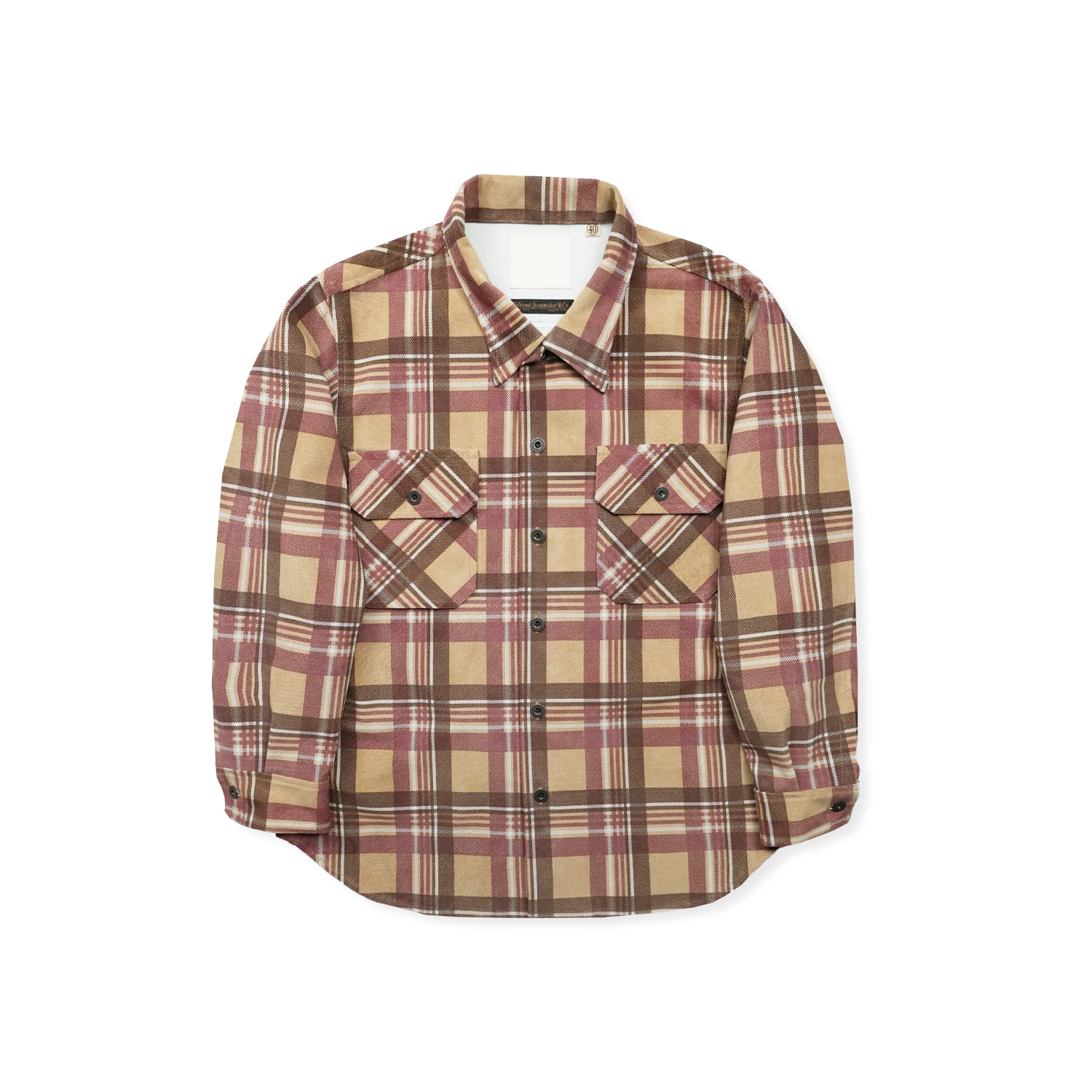 Full Count FL-4000 Suede Leather Check Work Shirt Beige FINAL SALE