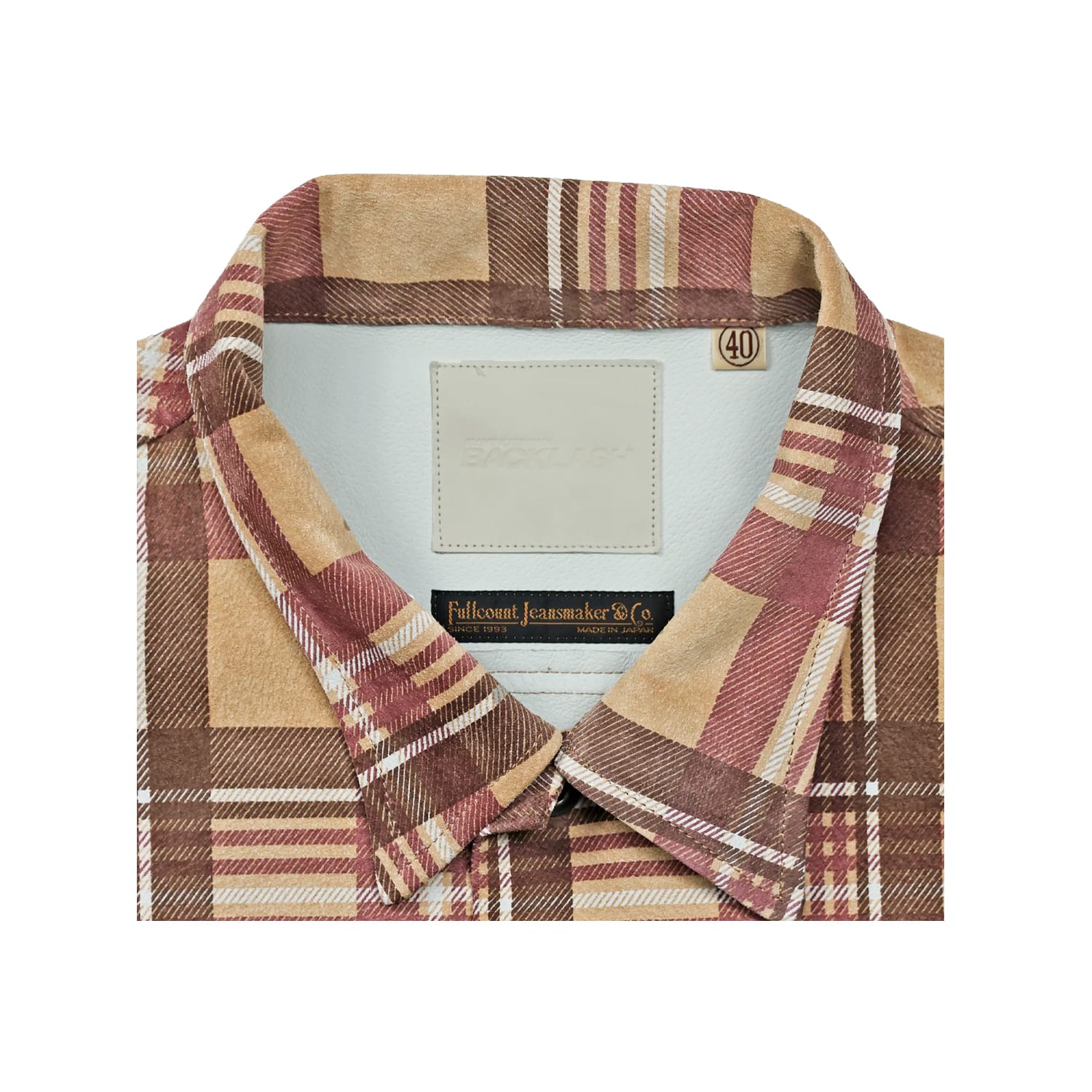 Full Count FL-4000 Suede Leather Check Work Shirt Beige FINAL SALE