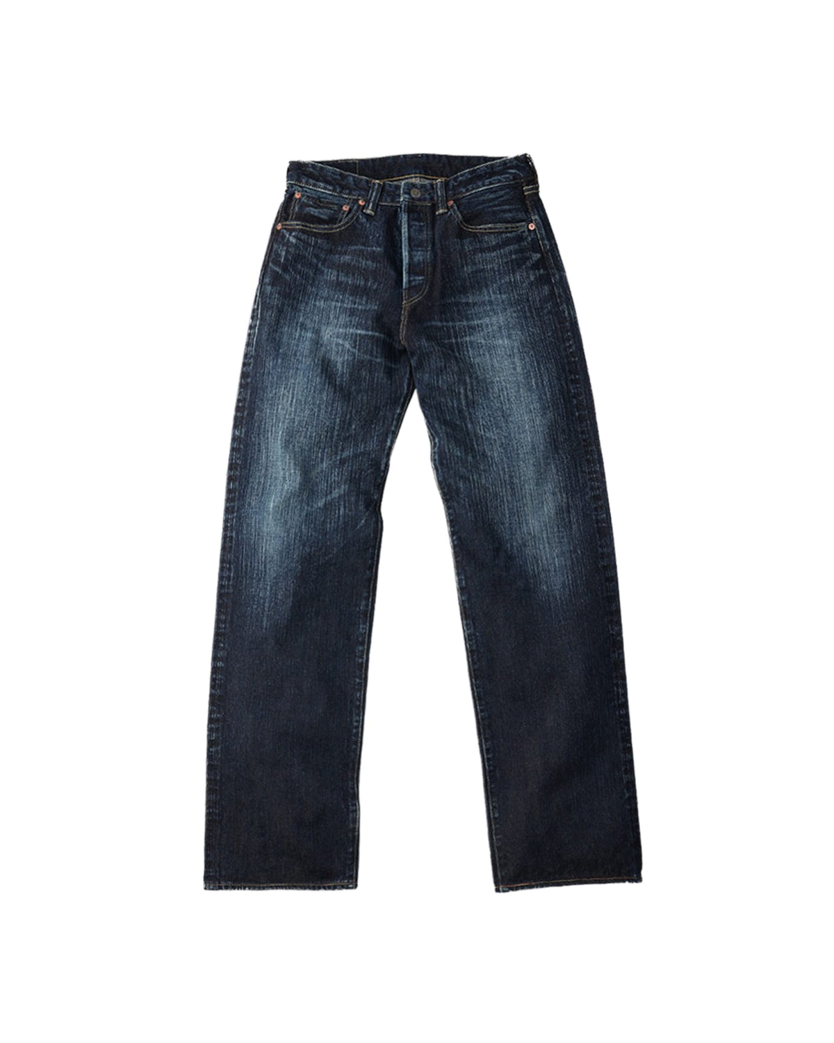 The Flat Head FN-D11C Left Hand Zimbabwe Cotton Wide Straight Real Aging Jeans
